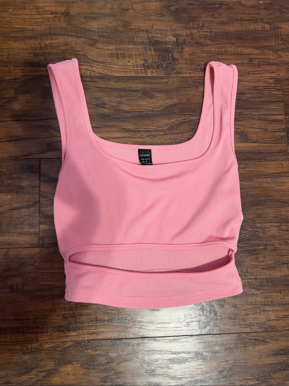 SHEIN Pink Ribbed Front Cutout Tank